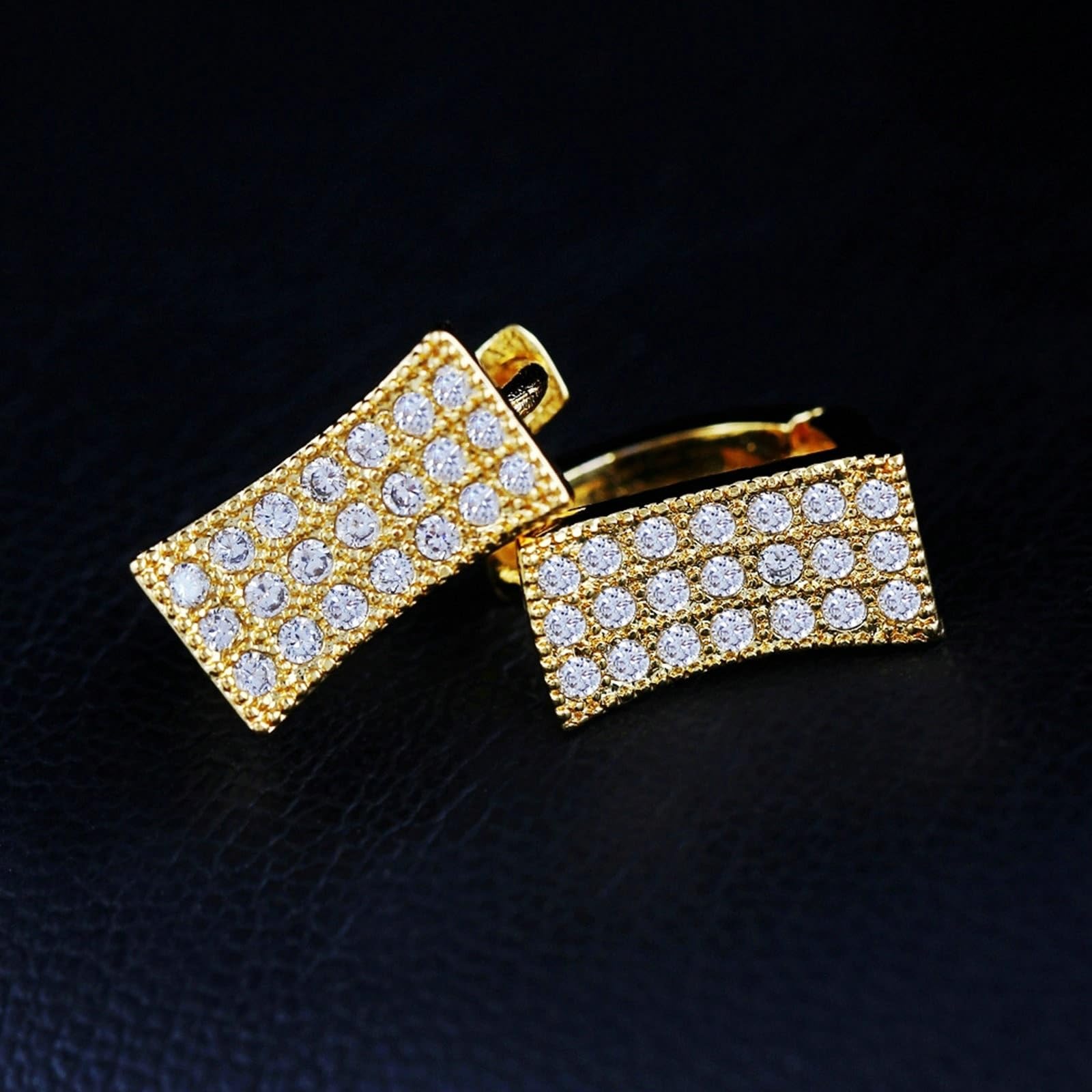 AMDXD Pendientes de mujer de oro Au585, clásicos pendientes de aro con moissanita, oro amarillo de 14 quilates, pendientes para mujer pequeños