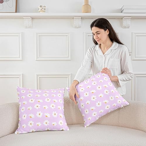 Miniatura 3 de Castle Fairy Daisy Florals Throw Pillow Covers 18 x 18 Inches,Hippie Flowers Pillow Covers for Kids Teens Adults Home Decor,70s Retro Floral Square