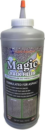 Magic Crack Filler 2.5LB Asphalt Black, for Filling in Cracks on Asphalt Driveways and Roads. Installs Easily Dry Granular No Mess and DIY (Black, 1)