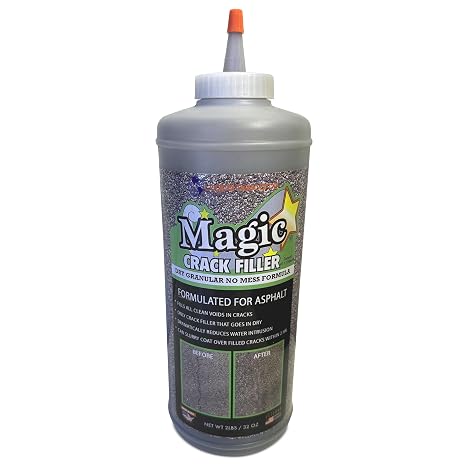 Magic Crack Filler 2.5LB Asphalt Black, for Filling in Cracks on Asphalt Driveways and Roads. Installs Easily Dry Granular No Mess and DIY (Black, 1)