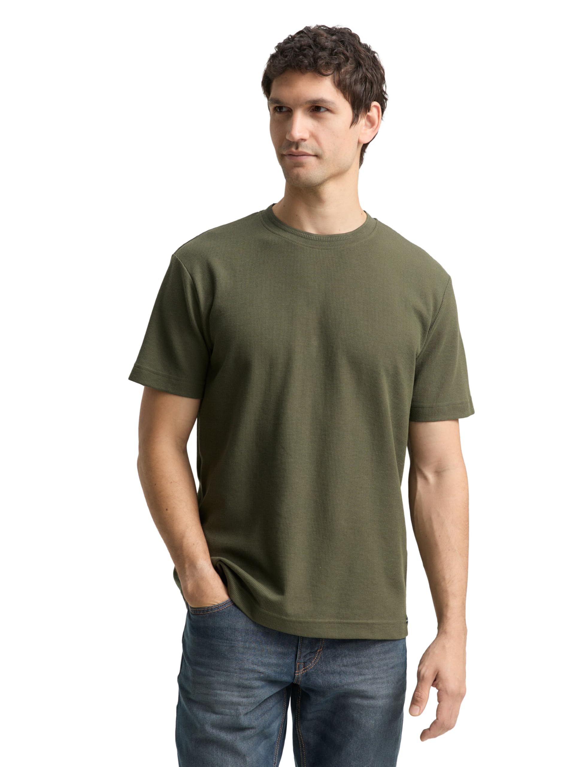 TOM TAILOR Herren T-Shirt mit Waffelstruktur