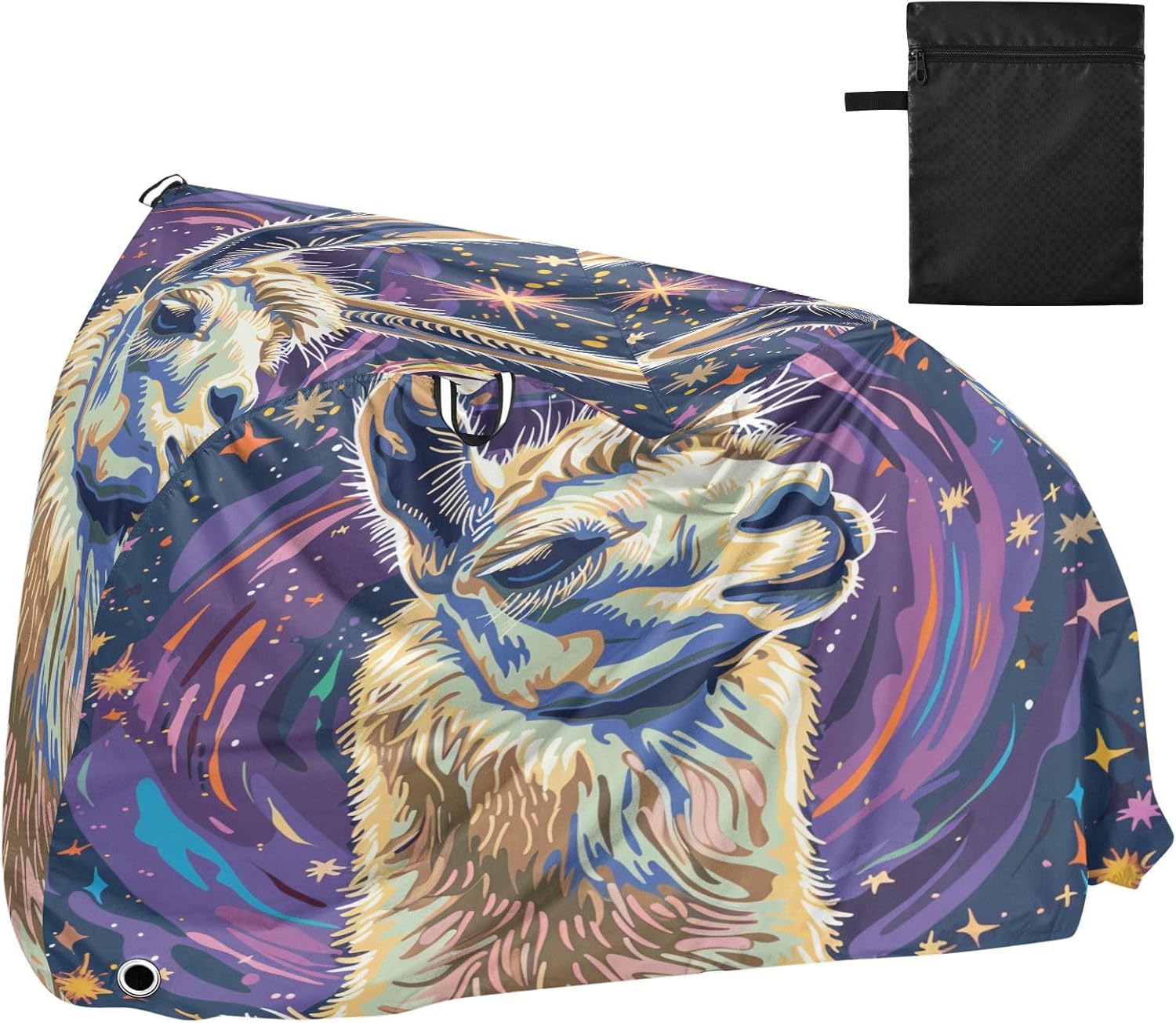 ALAZA Llama Alpaca Starry Sky Bike Cover Waterproof Outdoor Ebike Bicycle Covers Tarp Protection for 1/2 Bikes, Sun UV Dust Wind Proof
