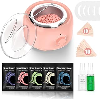 Waxing Kit - Wax Warmer for Hair Removal, Hard Wax Kit with 14oz 5 Bags Hard Wax Beans for Full Body, Legs, Face, Eyebrows, Bikini, Brazilian Waxing Kit for Women Men