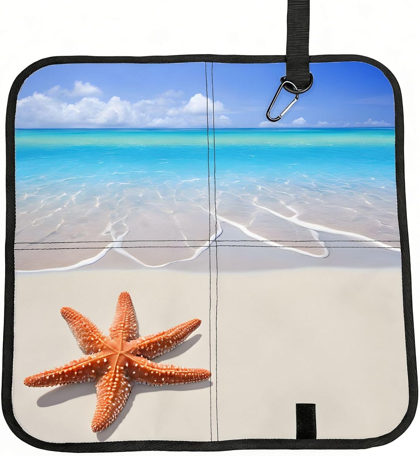 (Sea Beach) Sitting Pad Foldable Seat Cushion Lightweight Camping Seat Mat with Hook for Outdoor Hiking Picnic Camping