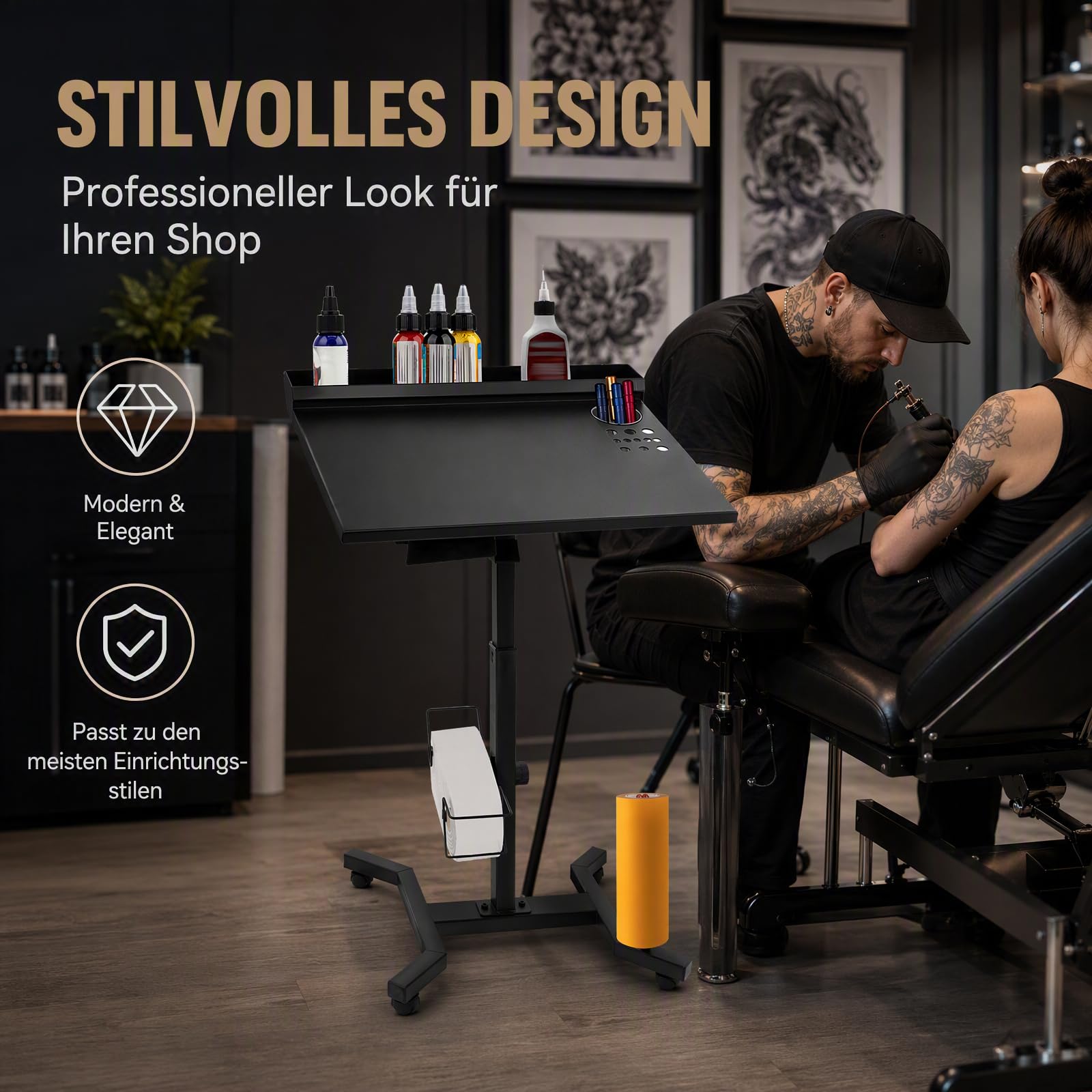 Bandeja de tatuaje en bandeja para tatuajes, estación de trabajo