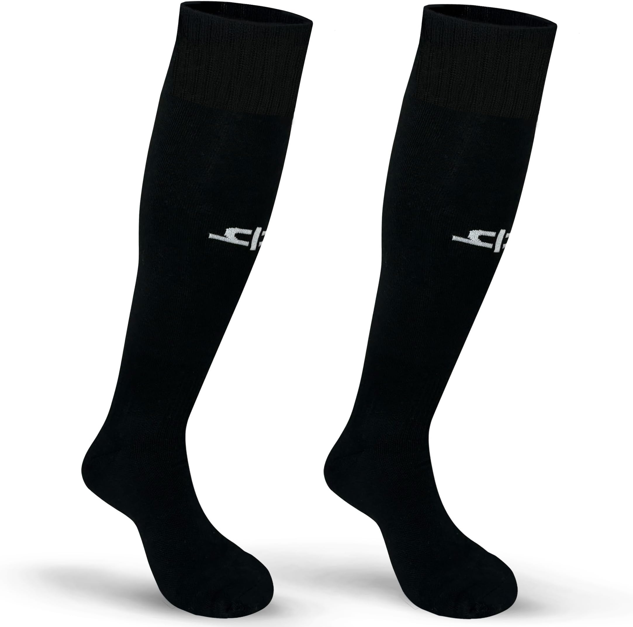 HEELIUM Bamboo Football Socks For Men & Women, Odour Free, Superior Grip & Cushioned Base, 3X Softer Than Cotton Stockings - Knee Length, Black