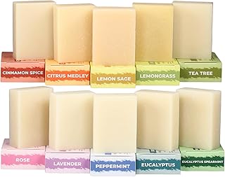 Adams Handmade Soap Variety Pack – 10 Bar Set: Tea Tree, Peppermint, Ros...