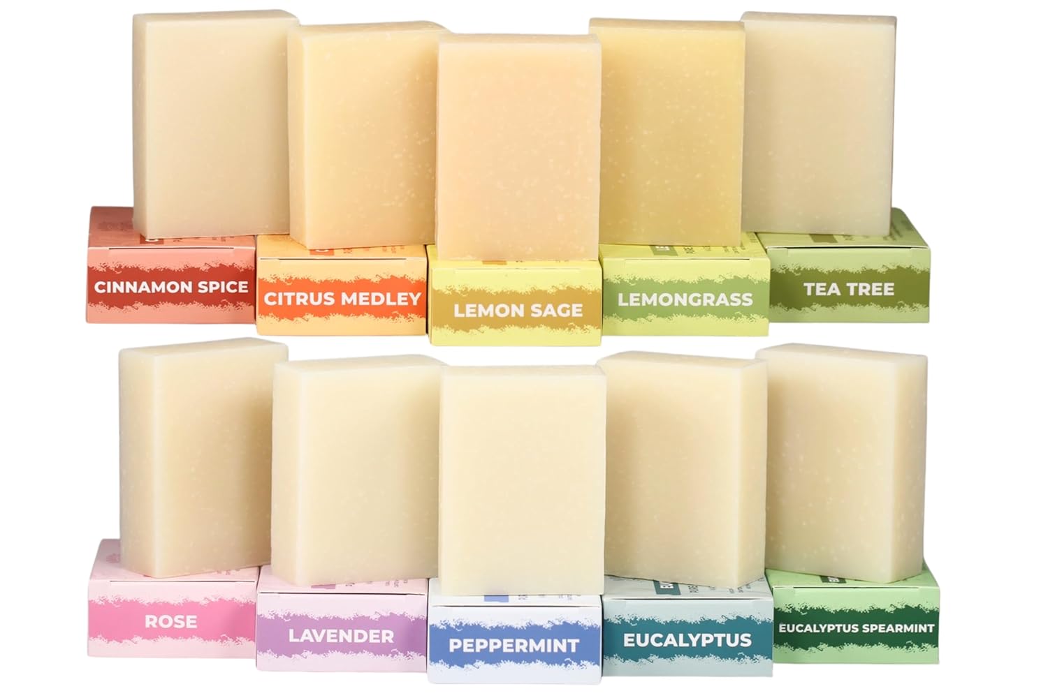 Adams Handmade Soap 10-Bar Variety Pack: Vegan, 84% Organic Essential Oil Scents - Tea Tree, Peppermint, Lavender, Citrus & More | USA Made