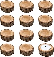 CALIDAKA 12PCS Rustic Wooden Votive Tea Light Holders for Weddings, Parties, Birthdays & Holiday Home Decor