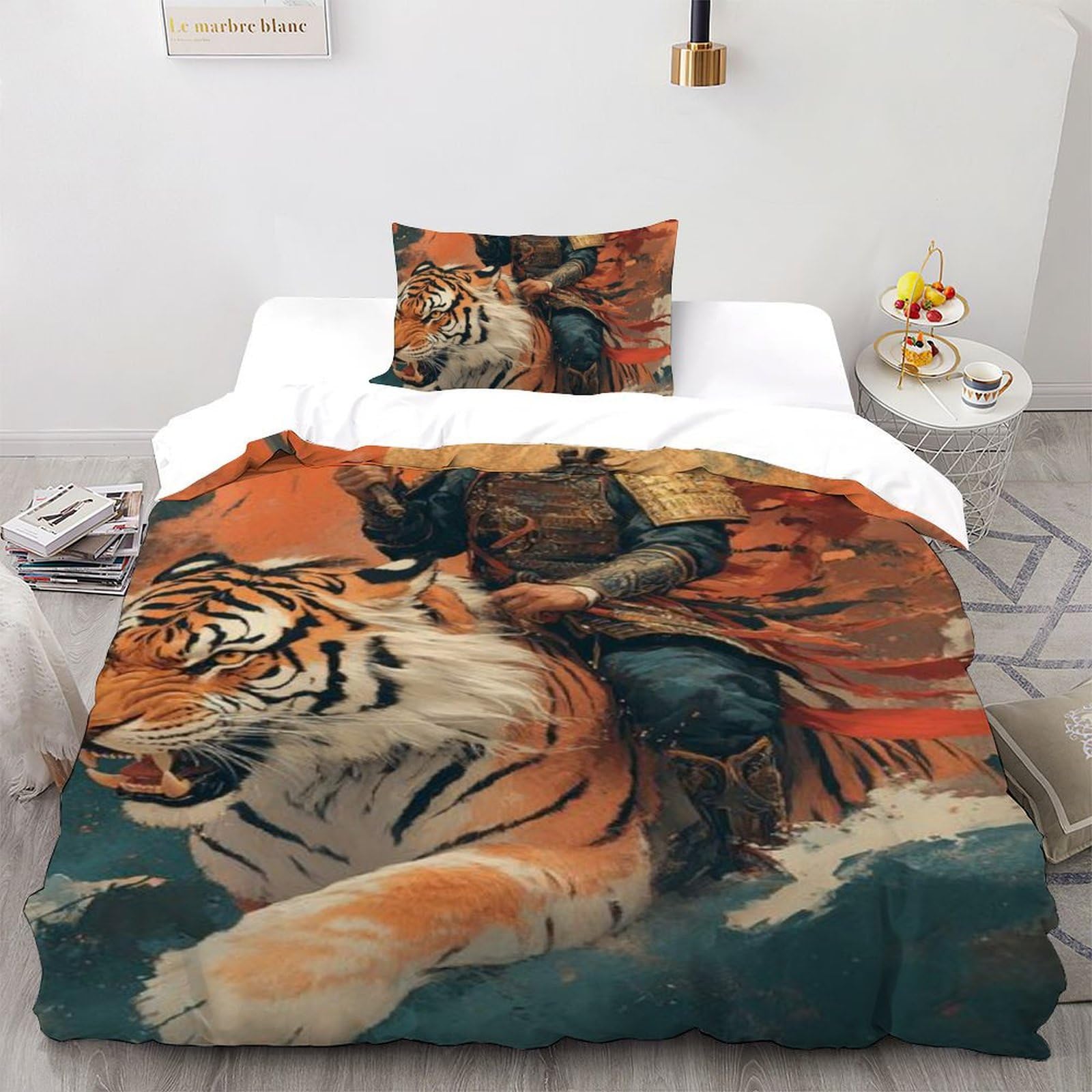 Housse de couette single microfibre lit enfant imprimé 3D animaux 135x200