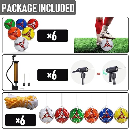 Miniatura 2 de Youlina Paquete de 6 pelotas de fútbol de Navidad desinfladas con bomba, pelotas de fútbol a granel, pelotas de fútbol clásicas con bolsa deportiva