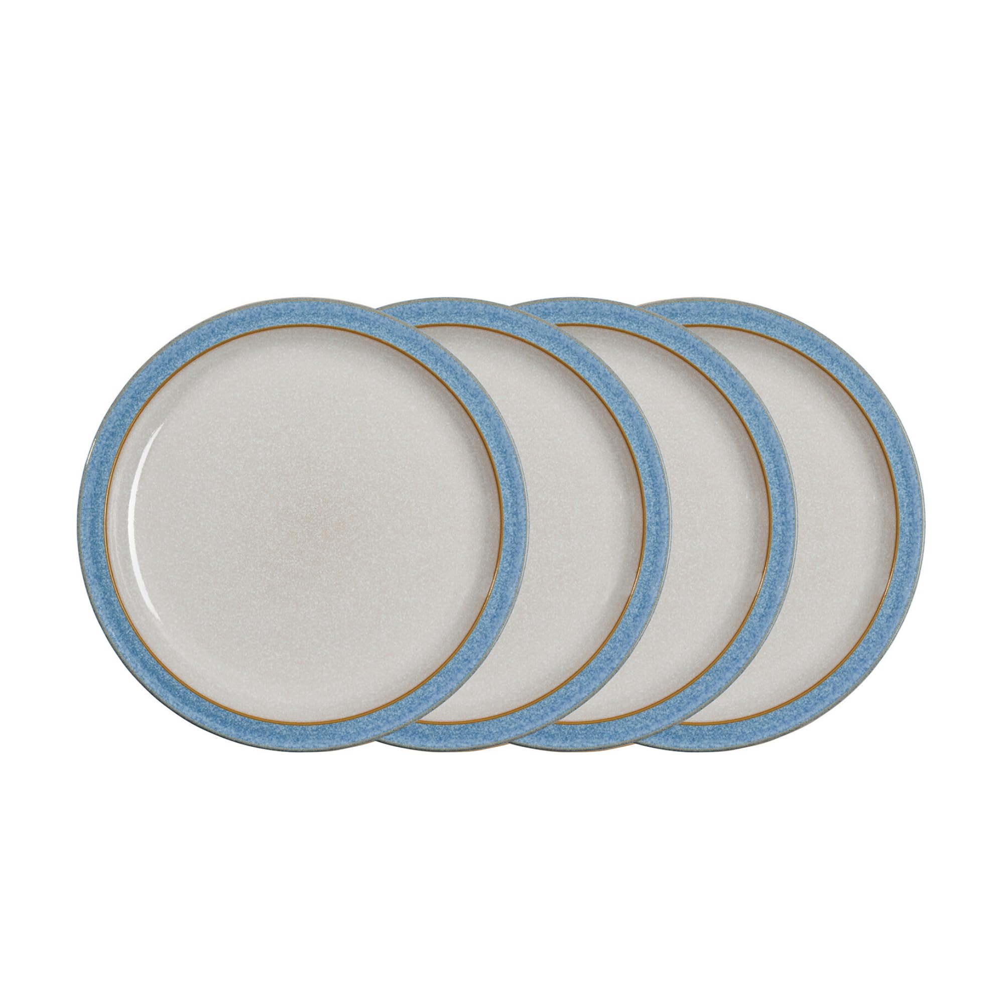 Elements Blue Dinner Plates Set of 4 - Dishwasher Microwave Safe Crockery 26.5cm - Blue, White Ceramic Stoneware Tableware - Chip & Crack Resistant Large Plates