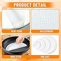 Vista 3 de ISKYBOB 200 hojas redondas de papel pergamino, 4 pulgadas, 6 pulgadas, 8 pulgadas, 10 pulgadas, 4 tamaños, forros para tartas, a prueba de grasa