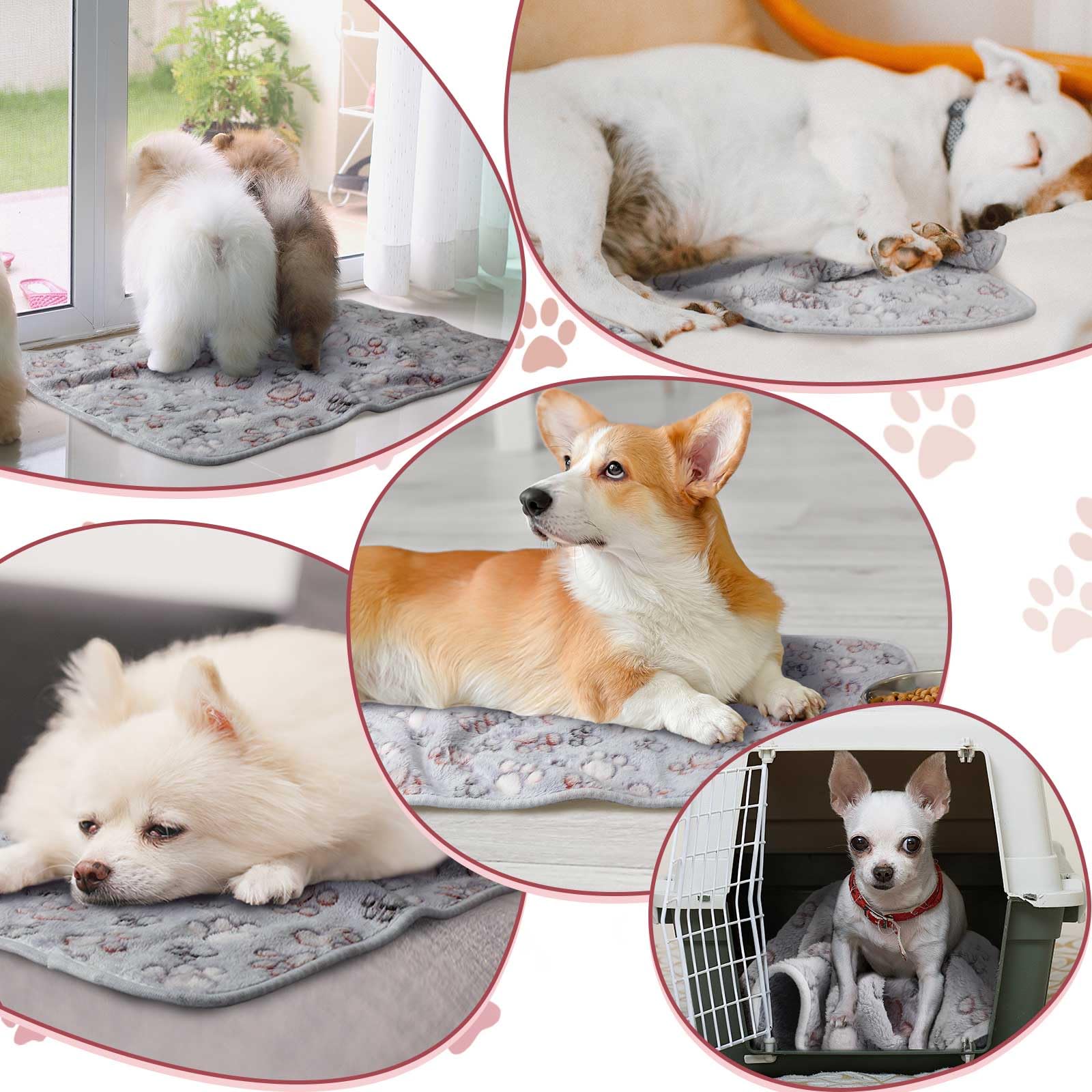 Namalu 4 Mantas de Forro Polar para Animal Pequeño Alfombrilla Impermeable Lavable de Cobaya Forro de Jaula Reutilizable Absorbente para Dormir Orina Cama Mascota (Huella Adorable, 60 x 40 cm)