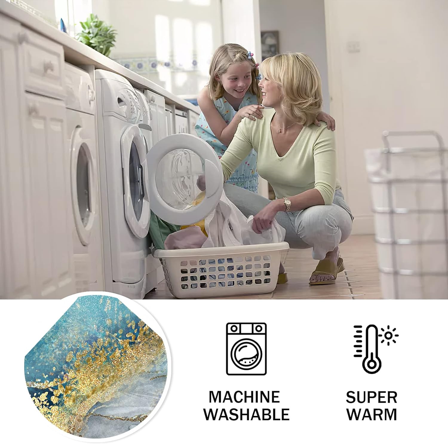 Blue & Gold Marble Throw Blanket for Couch, Super Soft Fuzzy Throws Warm Comfortable Plush Fleece Blanket, Fashion Decorative Flannel Fleece Blanket for All Season(50 x 60 in, Blue & Gold Marble) - Image 6