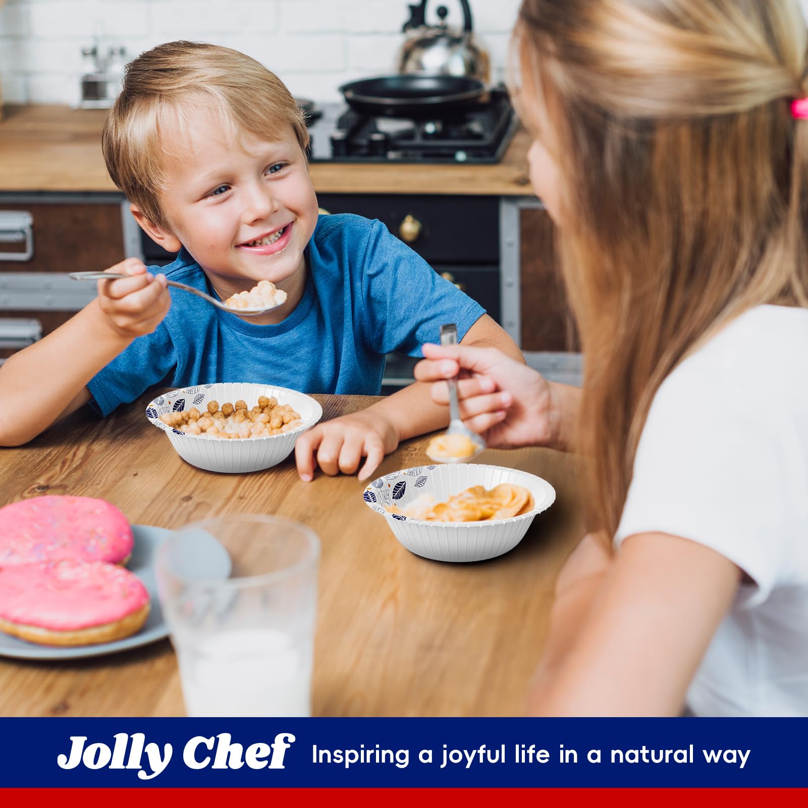 JOLLY CHEF 156 cuencos de papel de 16 onzas con estampado floral de hojas | Cuencos resistentes a granel perfectos para fiestas, picnics y uso diario