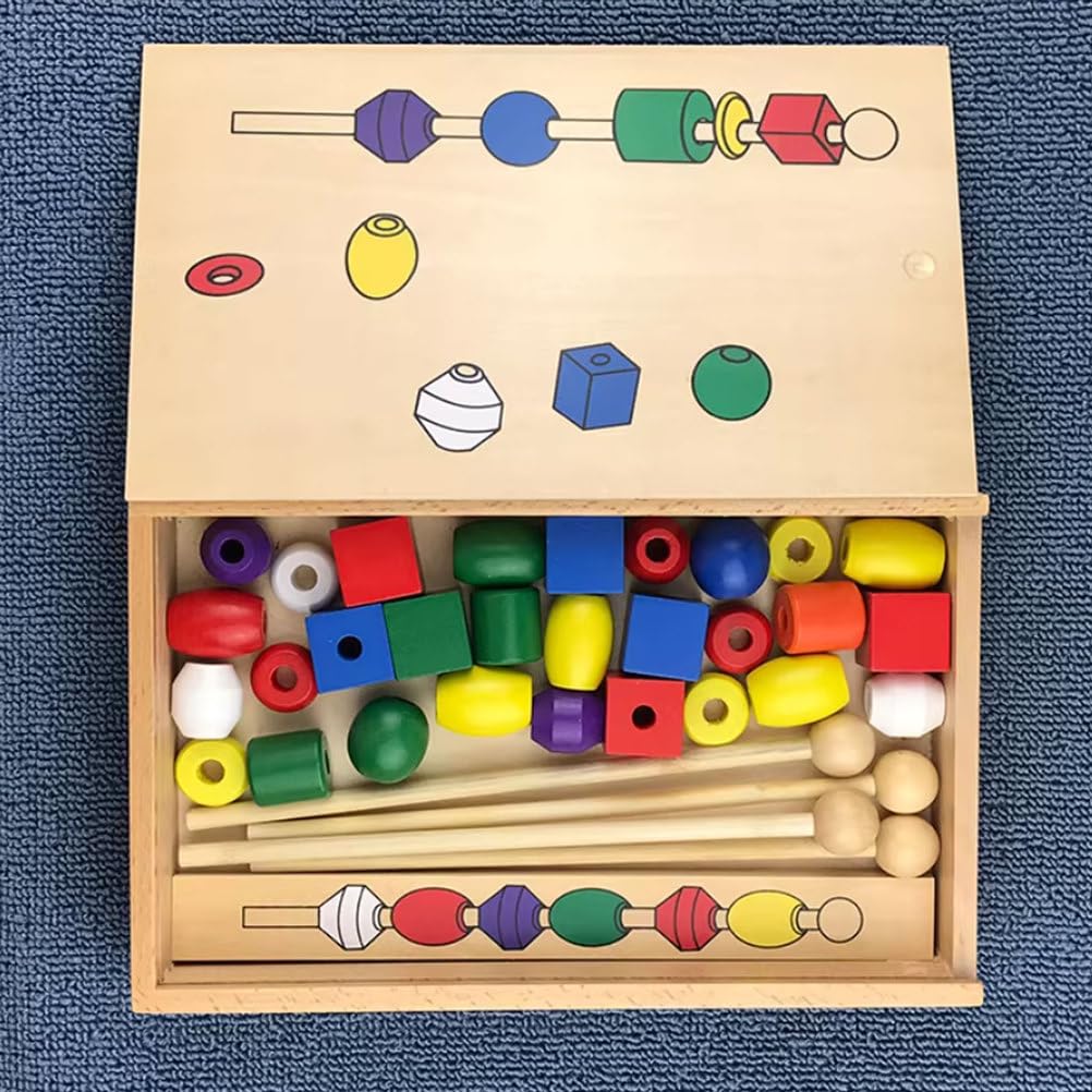 Montessori Drewniane Koraliki Trój-ciało Sześć-Kolorów Zabawki Wczesnodziecięce Rozwój Sensoryczny Szkolenie Intelektualne