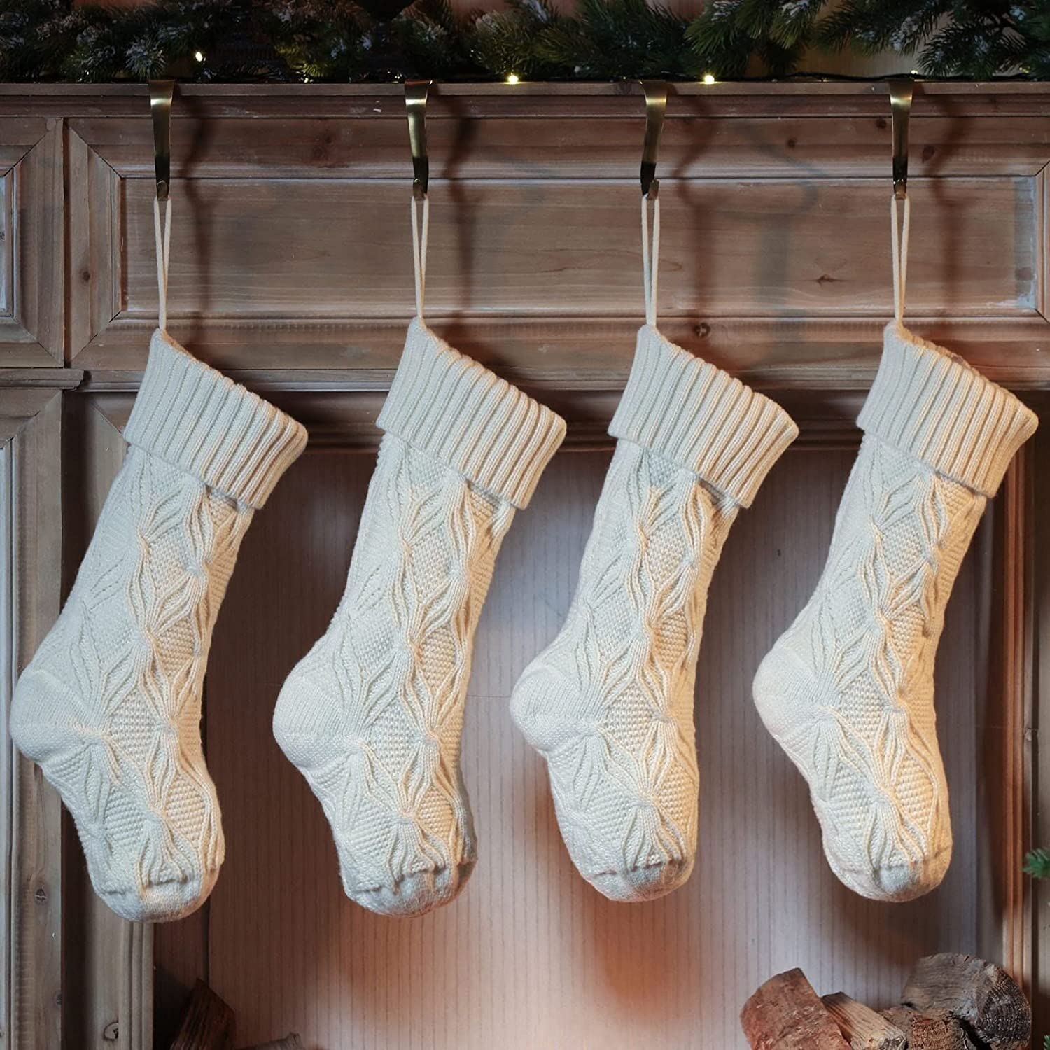 Calza di Natale, Calzini da Prigioniero Confezione da 4 Calzini Calze di Natale Decorazione Personalizzata da 18 Pollici Sacco Regalo Calzini da Lavoro a Maglia Calzini da Prigioniero