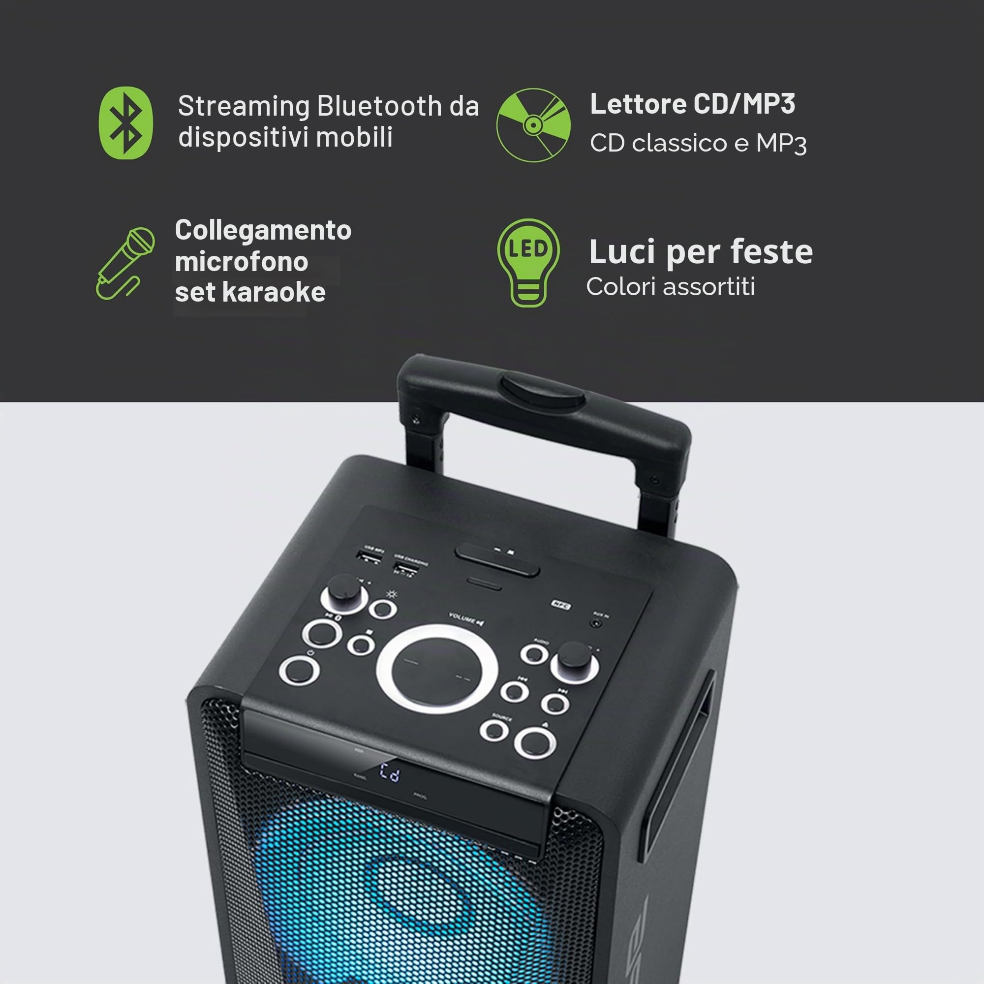 Muse M-1920 DJ altoparlante 300 W Nero Con cavo e senza cavo Bluetooth/USB/RCA/3.5mm