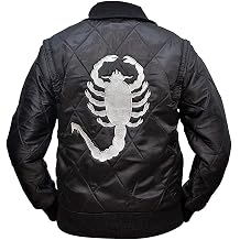 SpazeUp Mens White Drive Jacket Scorpion Ryan Famous Gosling Jacket Ivory Black Reversible Scorpion Satin Bomber Jackets