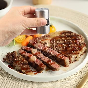 Mini Salt and Pepper Grinder Set Manual Mill Salt Shakers Travel Spice Mill | Refillable with Ceramic Core Stainless Steel Shatterproof Acrylic Black Pepper Grinder for Camping Home Kitchen BBQ Outdoor