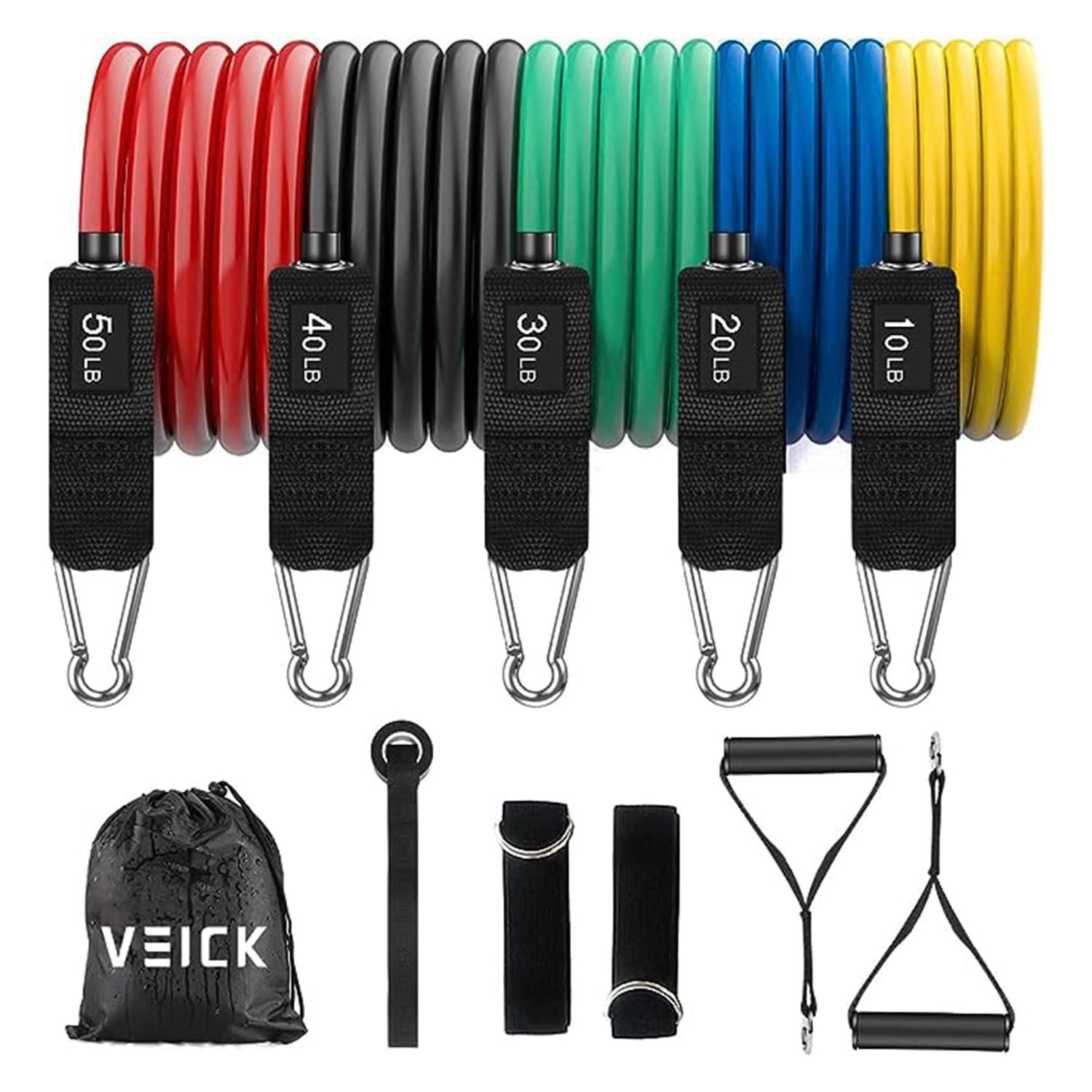 VEICK Resistance Bands, Exercise Bands, Workout Bands, Resistance Bands for Working Out with Handles for Men and Women, Ex