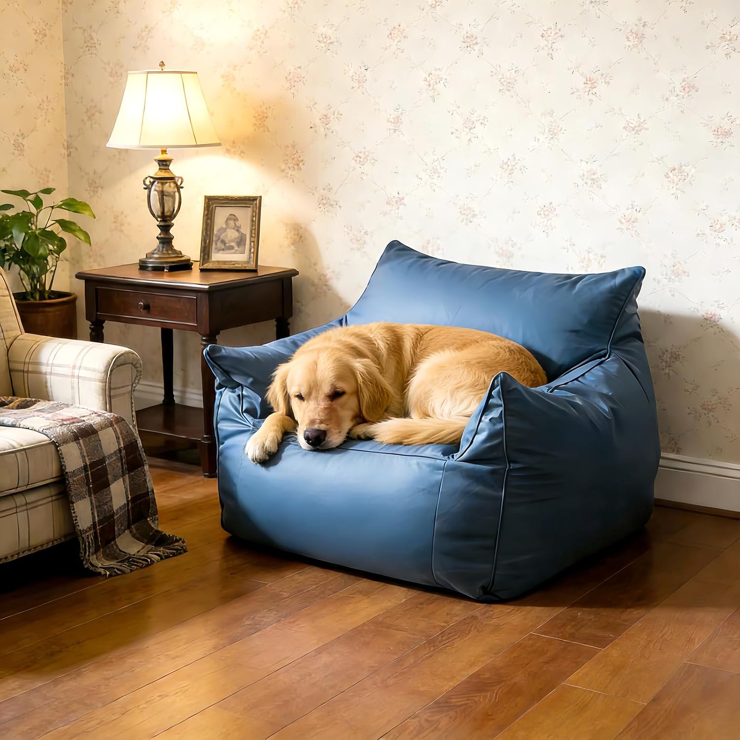 Bean Bag Cover (No Filler) - Comfy Leathaire Fabrics Beanbag Couch Without Filling for Adults Empty Lazy Sofa for Living Room, Bedroom, Easy to Clean & Durable (Beige)