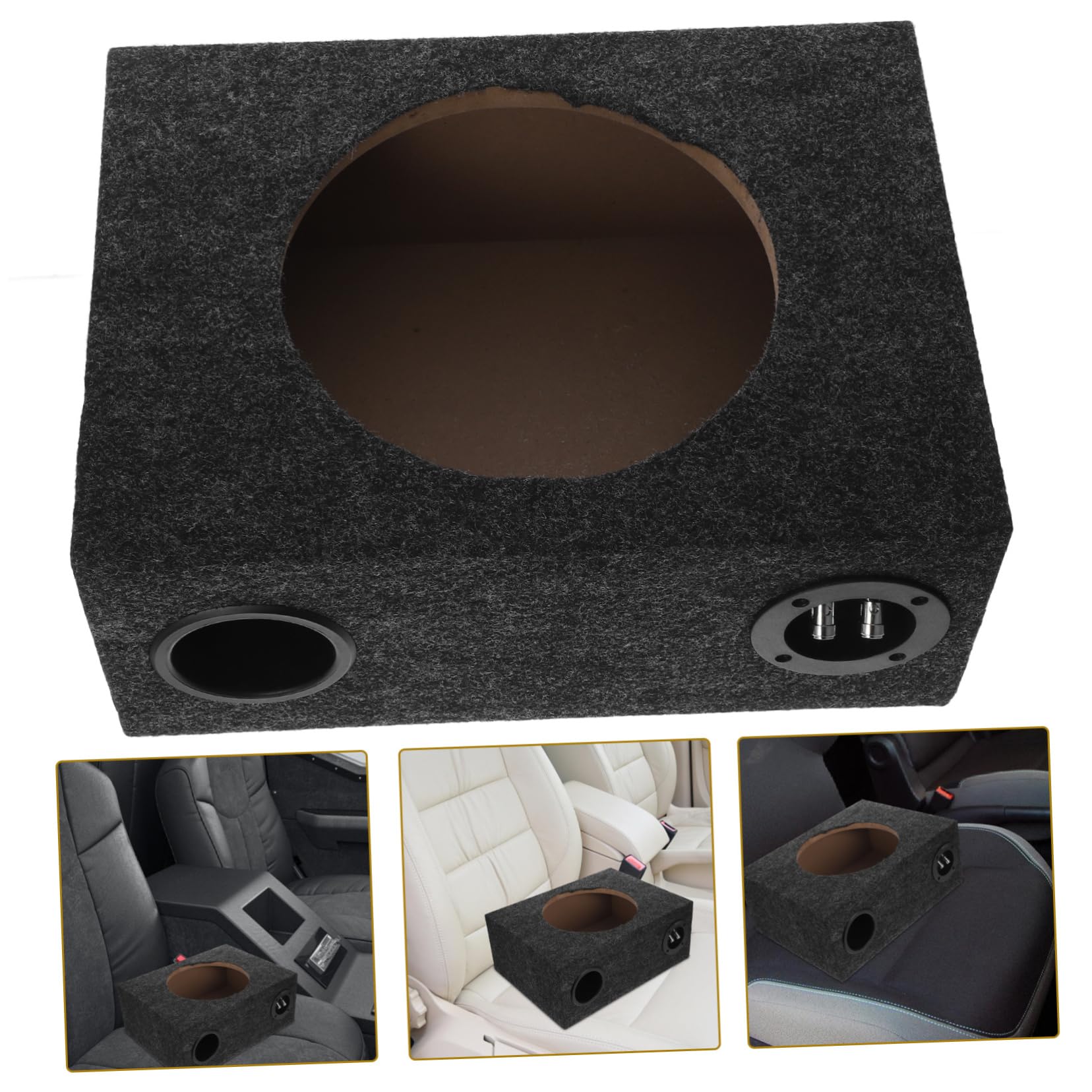 SOLUSTRE Caja de Subwoofer Que Mejora el Rendimiento del Sonido para Automóvil de 10 Pulgadas y Estructura de Madera y Felpa Diseño Elegante