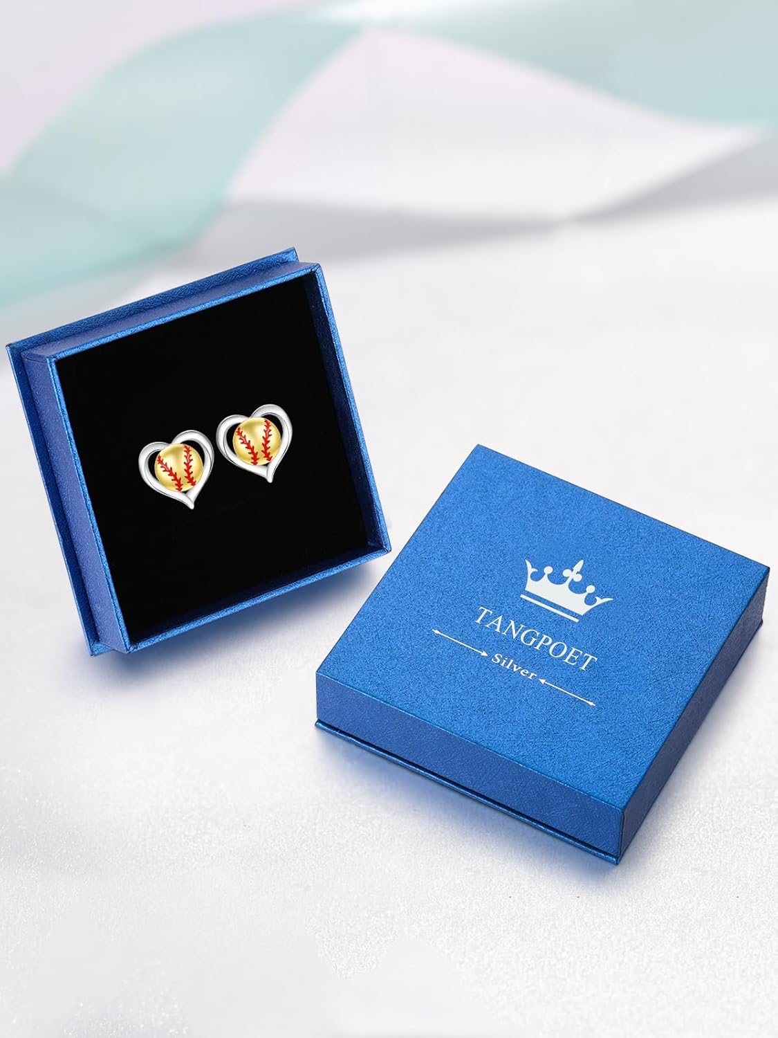TANGPOET Sports Game Heart Stud Earrings 925 Sterling Silver Jewelry Gifts for Women Young Ladies Sports Lovers - Image 7