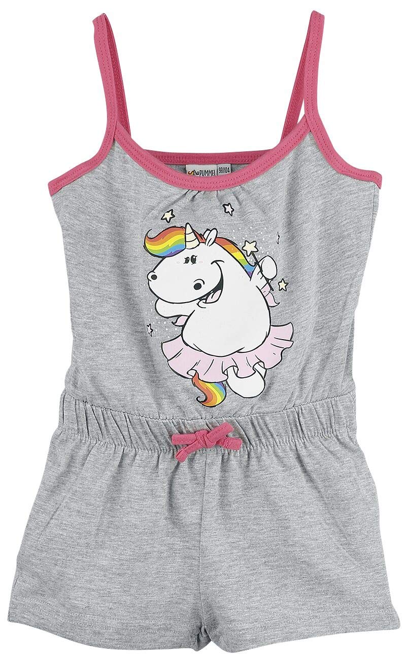 Pummeleinhorn - Mädchen Jumpsuit mit Spaghettiträgern, grau/rosa