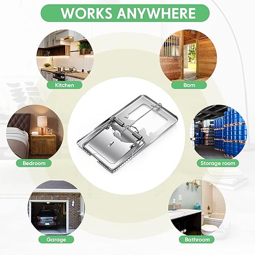 Miniatura 7 de Qualirey 24 trampas clásicas de metal para ratas, reutilizables, para ratones, humanitarias, efectivas, que funcionan para ratones en interiores y