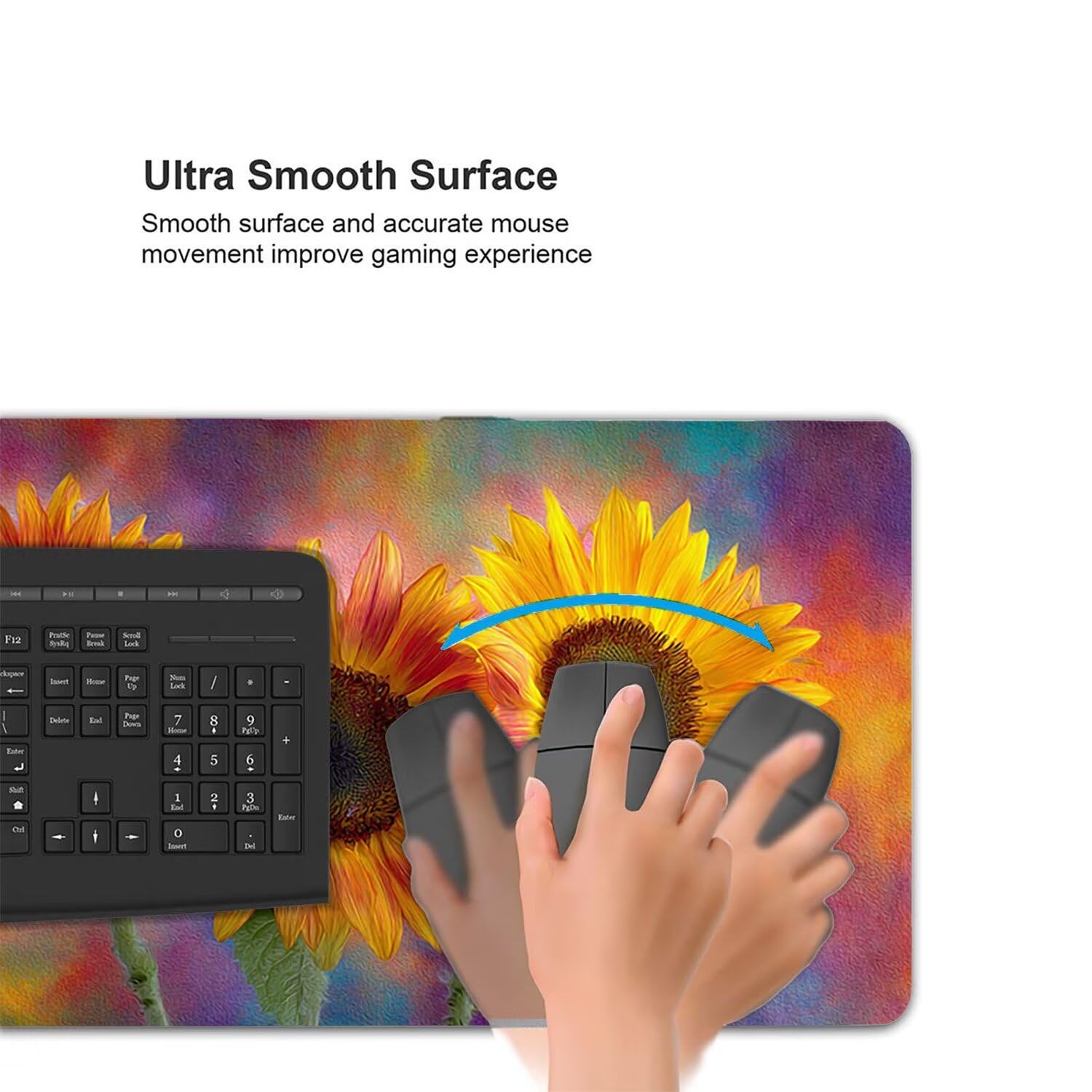 Podkładka pod mysz do gier XXL Mousepad 1000 x 500 mm, duża podkładka pod biurko z antypoślizgową gumową podstawą do gier, komputera, poprawia precyzję i szybkość (słonecznik) X-895