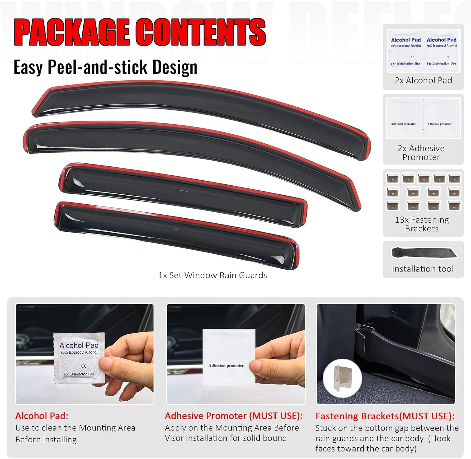 IKON MOTORSPORTS in Channel Window Visors Compatible with 2013-2022 Buick Encore, 2015-2022 Chevrolet Trax, Slim Style Acrylic Smoke Rain Guards, Side Window Wind Deflectors 4PCS