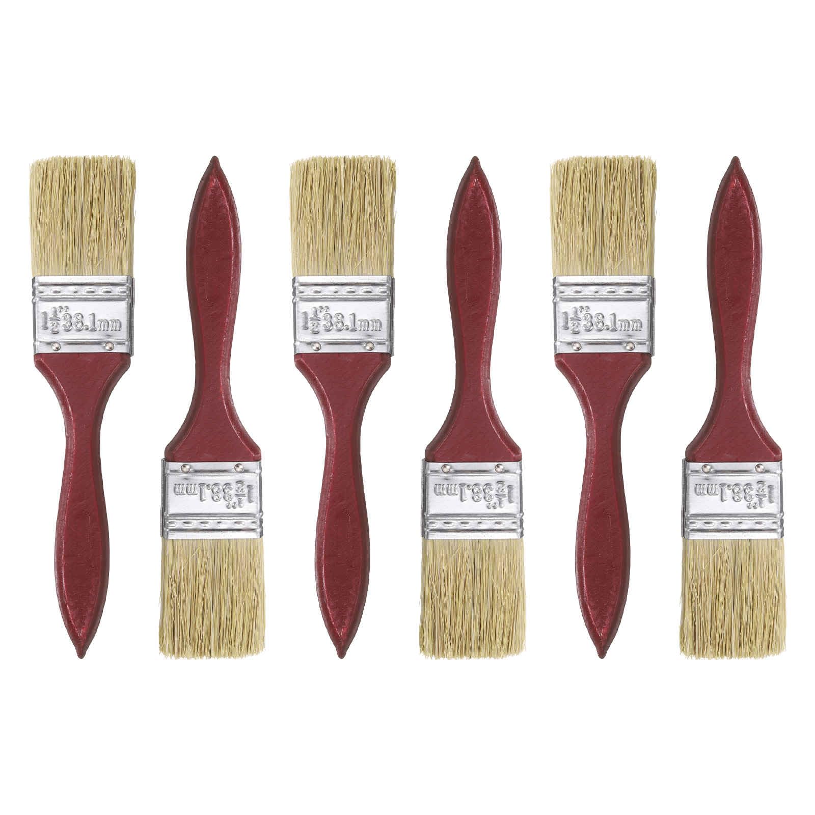 HARFINGTON 6pcs Double Thick Chip Paint Brush 1.5 Flat Bristle Painting Brushes with Wooden Handle for DIY Art Painting Furniture Cabinet Fences Deck Wall Door Trim, Red HARFINGTON 6pcs Double Thick Chip Paint Brush 1.5 Flat Bristle Painting Brushes with Wooden Handle for DIY Art Painting Furniture Cabinet Fences Deck Wall Door Trim, Red