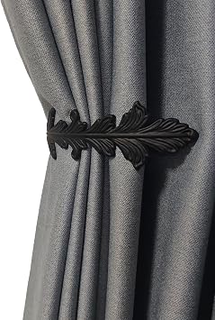 Curtain Holdbacks Vintage Leaf Design Curtain Drapery Tie Back - 2PCS Black