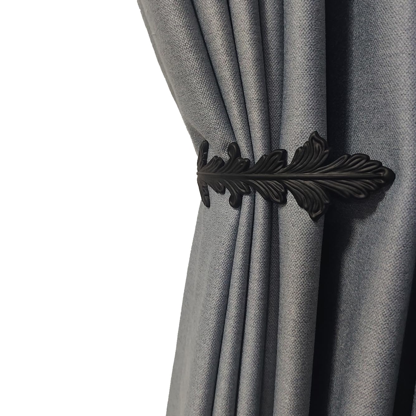 Photo 1 of [PARTIAL SET] [1PC] Refila Curtain Holdbacks Vintage Leaf Design Curtain Drapery Tie Back - 2PCS (Black)