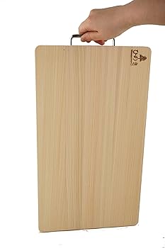 【Hinoki Iron Table 】No.874 BOUMBI Hinoki tábua de corte reversível de madeira com alça