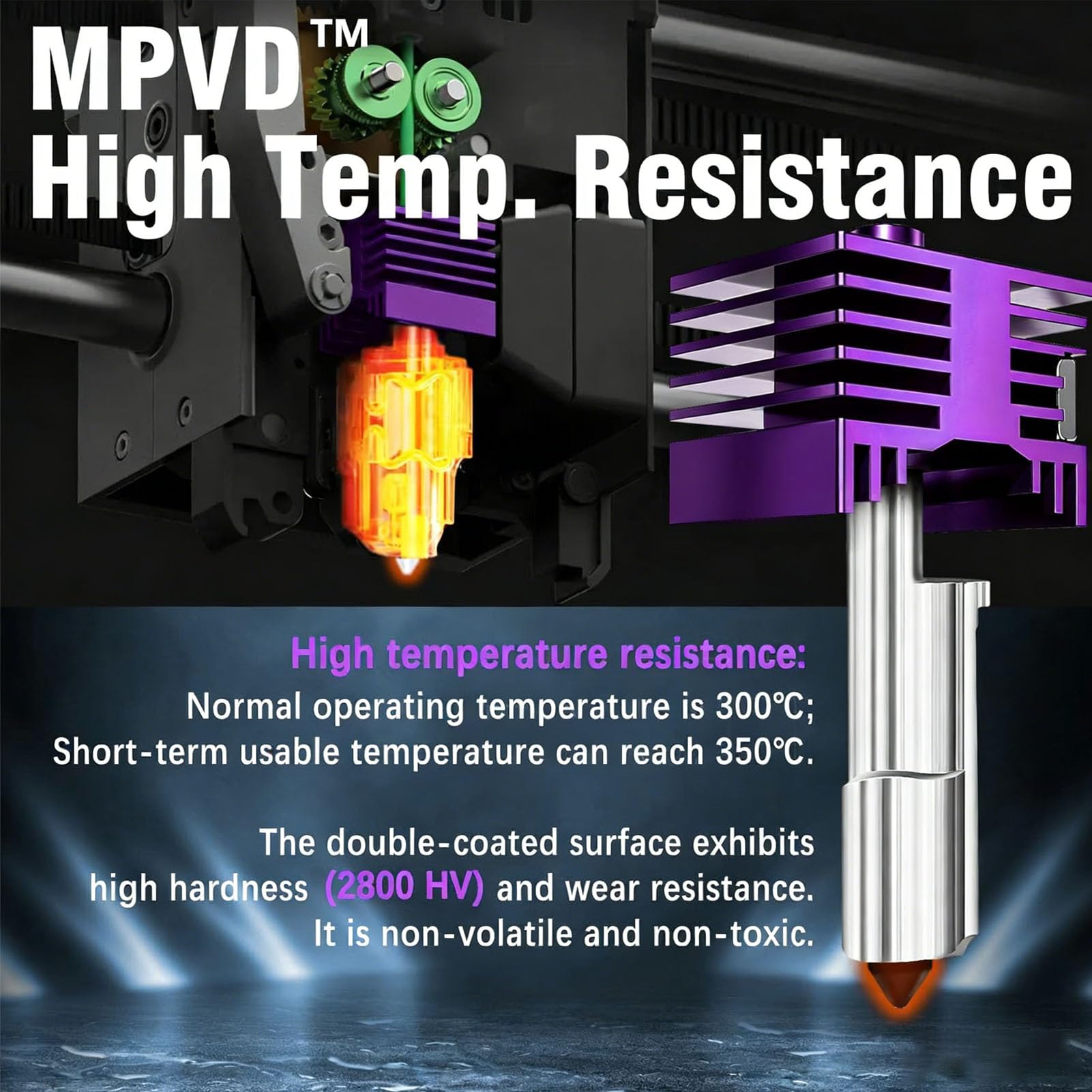 Kit Hotend de 0,4 Mm, Cabezal de Extrusión de Revestimiento MPVD con Boquilla de Acero Endurecido, Paquete de 2 Repuestos Hotend para Usuarios de Impresoras 3D Lab P2S A1 A1 Mini