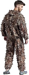 Tactical Area Outdoor Gear Ghillie Suit 3D Hybrid Camo Camouflage Lightweight Hunting Snow Wild Zipper Ghillie Suit for Jungle Hunting,Shooting, Airsoft, Wildlife Photography or Halloween-(Mandrake)