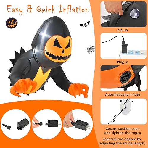 Vista 32 de Tangkula Fantasma inflable de Halloween de 3.6 pies que estalló de la ventana, fantasma espeluznante de ventana colgante con luces LED, decoración