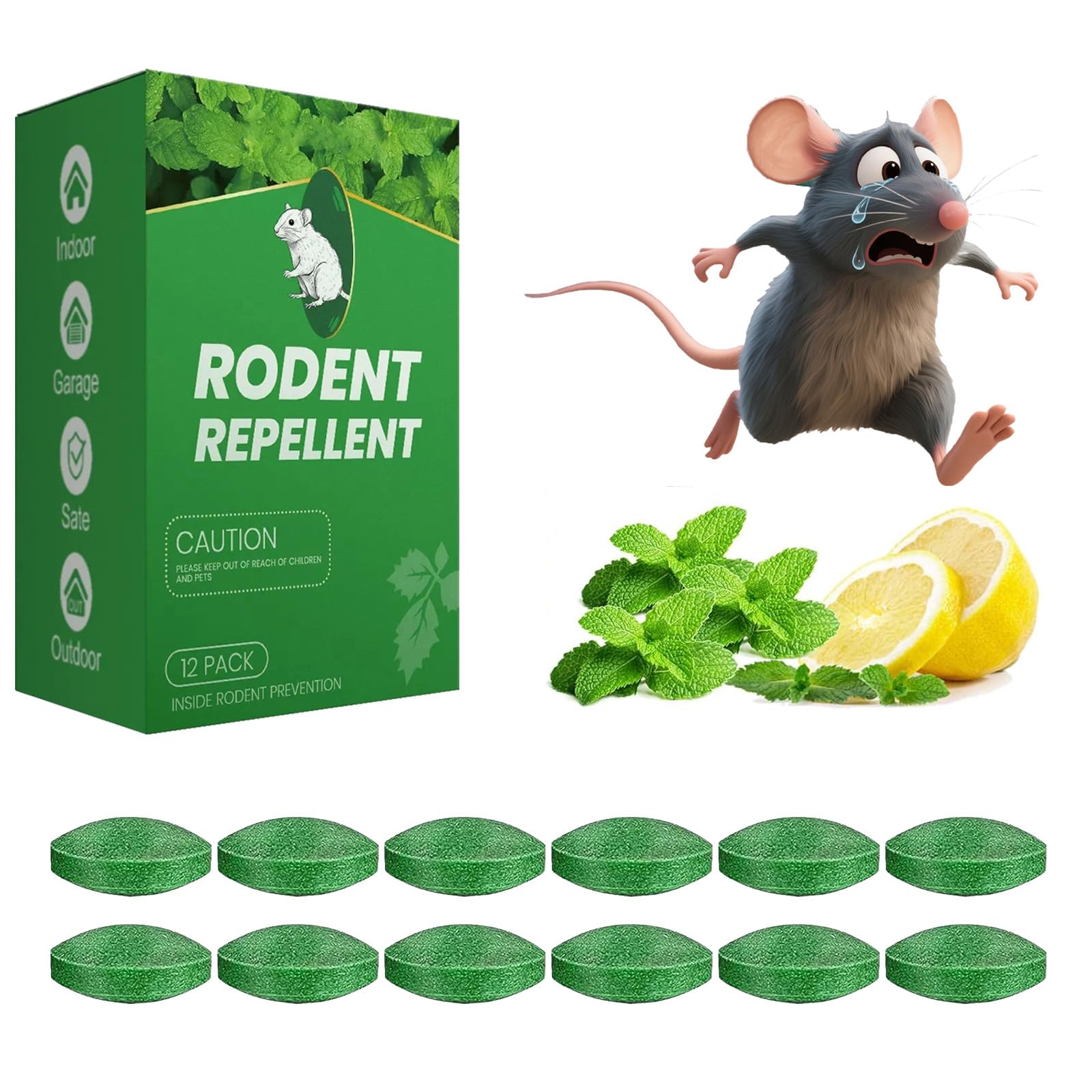 Qutixuan 12 Piezas Bolas Repelentes de Ratones con Aceite de Menta, Natural Repelente de Ratas y Roedores, para Mosquitos, Hormigas, Arañas, Cucarachas, Moscas