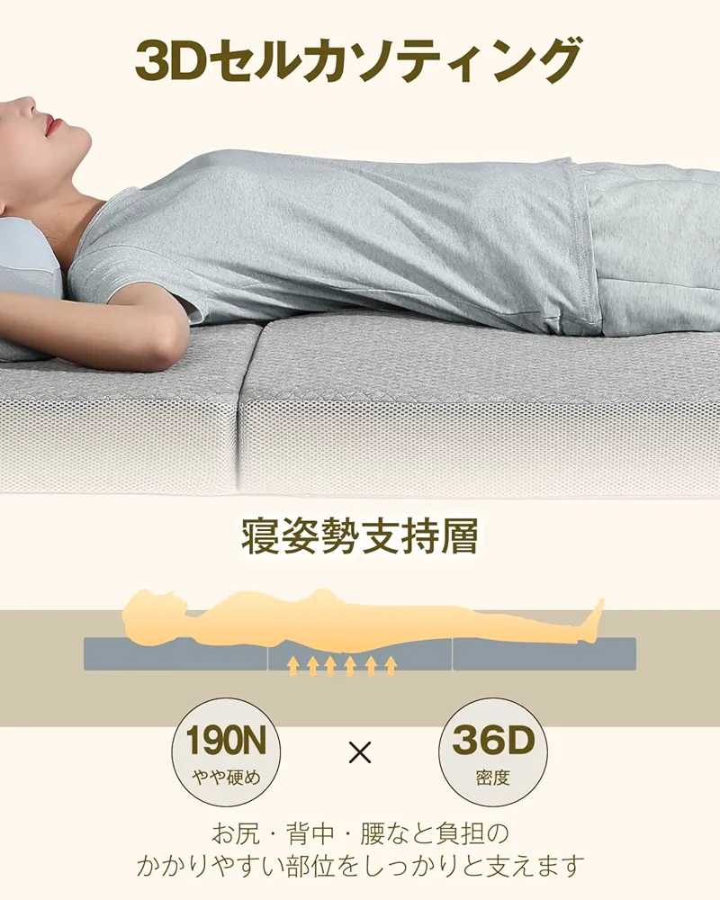 折りたたみマットレス 厚さ10cm【 高反発 硬め190N 密度36D】 Amazon｜KOJIHOMU 折りたたみマットレス 厚さ10cm【 高反発 硬め