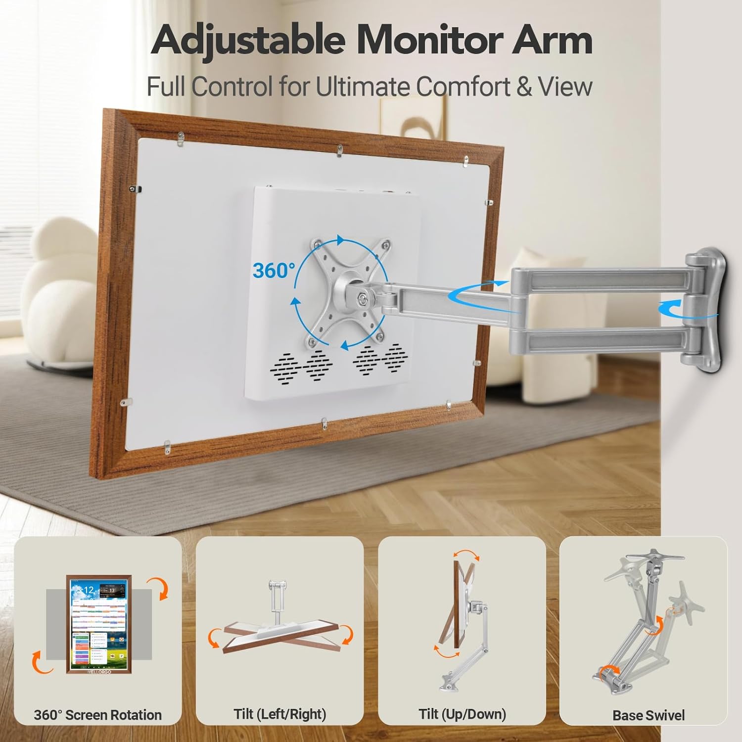 24" Digital Calendar, Electronic Smart Calendar for wall, Family Daily Planner/Chores Chart for Kids, Touch Screen with Remote, Streaming Apps Available, Adjustable Wall Mount & Picture Frame