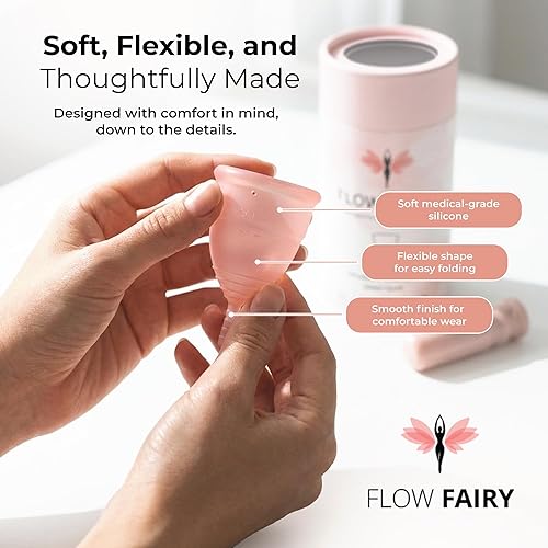 Miniatura 7 de Flow Fairy Vaso menstrual con aplicador Reutilizable 100% silicona de grado médico para principiantes Sin fugas, ecológico, sin BPA y látex, hasta