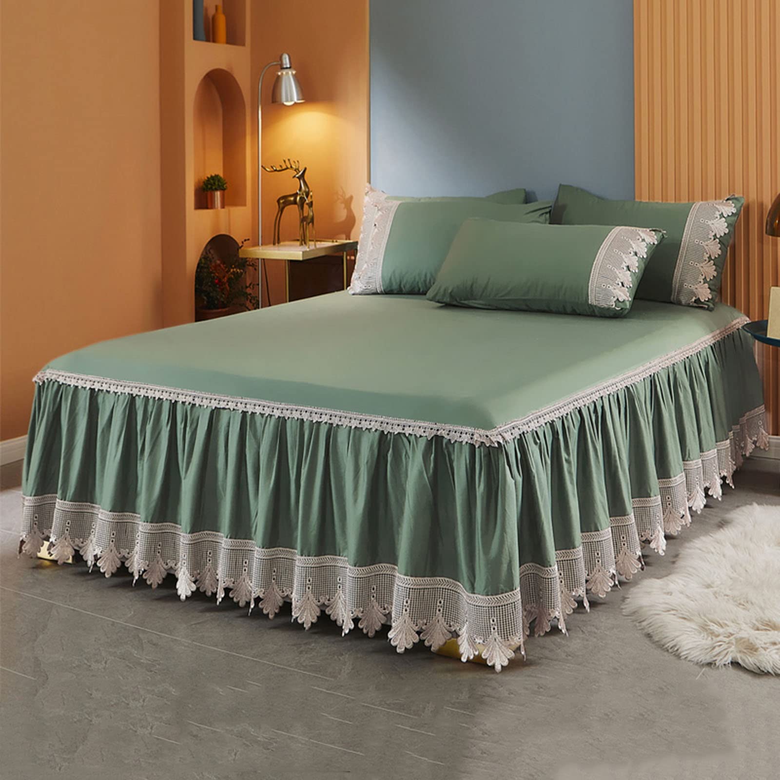 Falda de cama de cama gemela Konsilsa colada en cama con volantes elásticos todo el año