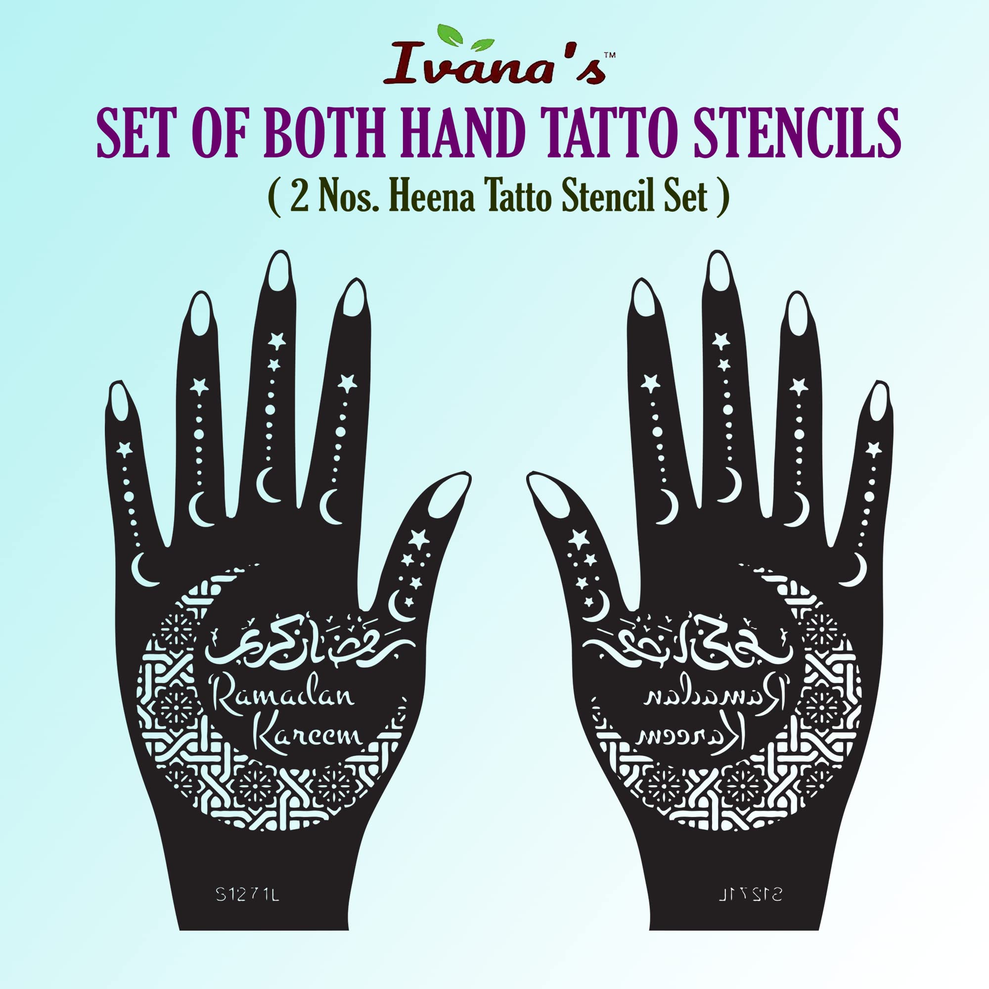 Ivana's Mehndi Stencil Design Set of - 2 Piece | Henna Tattoo Stencil for Women, Girls and Kids | Easy to use in just 4 Steps | Mehandi Sticker | IVH-72