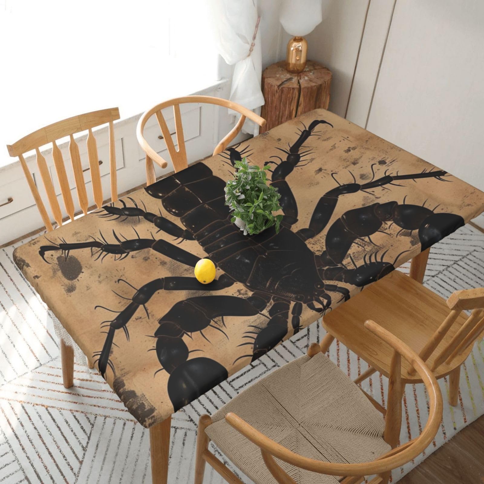 WPKJU Scorpion Printed Tablecloths 5ft Rectangular Table Covers Washable Polyester Decorative Table Cloth for Dining Table Picnic Wedding