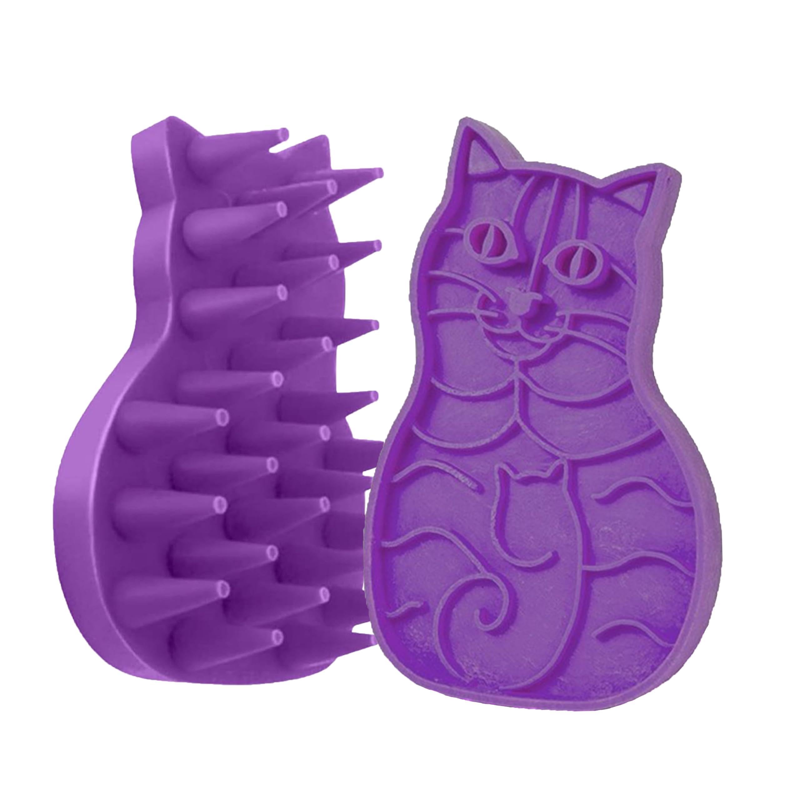 Zdxftc Pet Bath & Massage Brush,Cat Grooming Brush,Pet Grooming Tool,Soft Rubber Scrubber for Brushing,Massaging,Bathing,Shampooing and Reducing Hairballs (Purple) — image 1