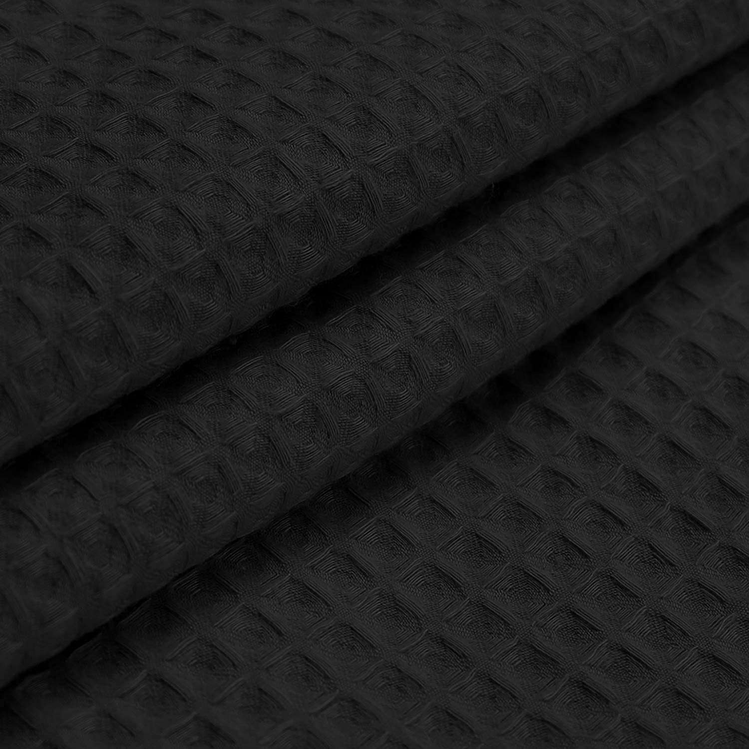 River Dream Black Fabric Shower Curtain Set, Cotton Blend, Waffle Weave, with Snap in Replacement Liner，71 x 74 inches