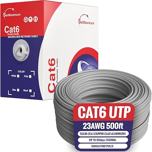 Miniatura 13 de Cables Direct Online Cable CAT6 1000ft Pull Box Solid Ethernet LAN UTP Cable 23AWG 550Mhz RJ45 Red CCA cobre revestido de aluminio a granel (blanco)